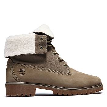 Timberland Jayne Fleece Fold-Down - Hnede 6 Inch Cizmy Damske, T0489SK